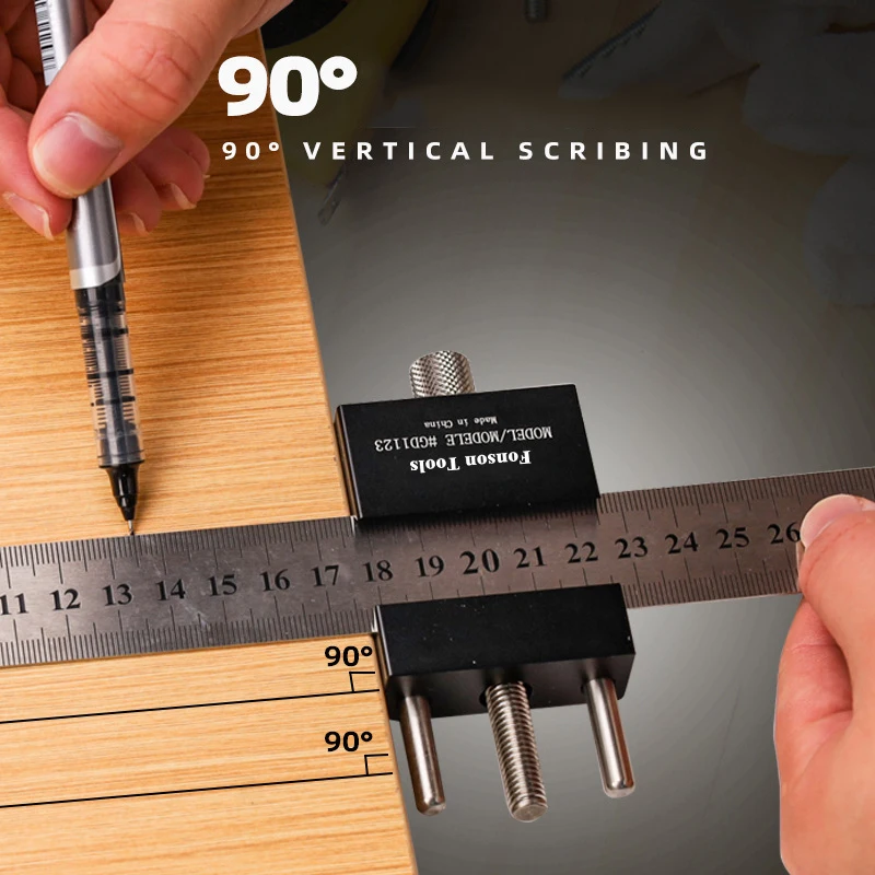 Steel Ruler Positioning Block Angle Scriber Line Marking Gauge for Ruler Locator Carpentry Scriber Measuring Woodworking Tools ﻿