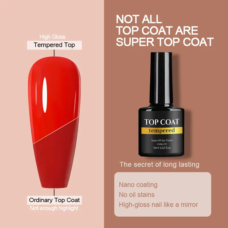 Arte Clavo Velluto opaco Top Coat Gel UV Soak Off 10ml Vernice Fiore Gel Nail Art Vetro temperato Gel per unghie Tutto per manicure Unghie