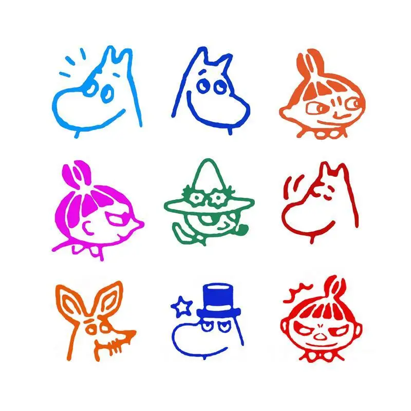 

Hot Cute Anime Moomins Series Seal Toy Kawaii Cartoon Character Creativity Pattern Mini Seal Boys and Girls Stationery Gift
