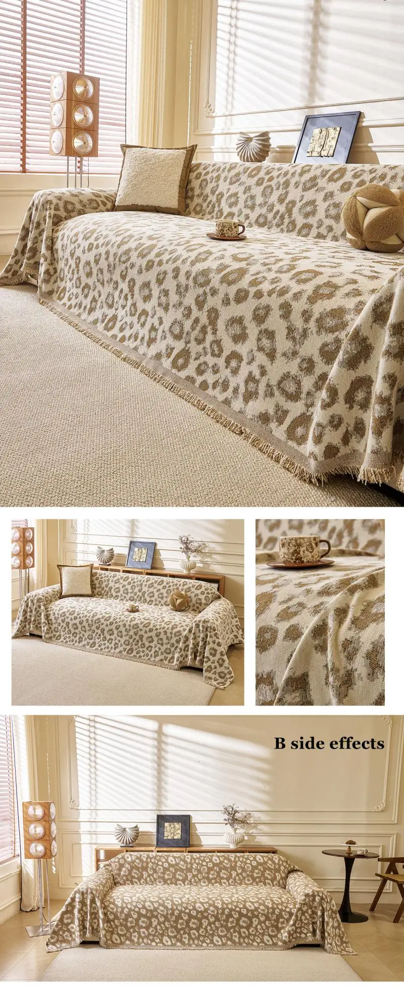 Einfache Leopardenmuster Chenille Einteilige Sofadecke Universelle Sofaüberwürfe Stoffhandtuch Multifunktionale Decken – Detail 7