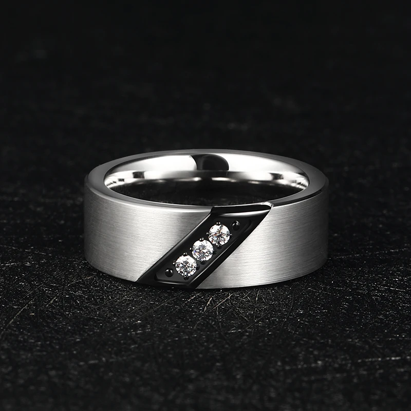 Imagem -05 - Diamante de Tungstênio Anel Único para Homens Anel de Zircão Personalizado e Versátil Dedo Índice Gravura do Negócio Shi Tendência da Moda