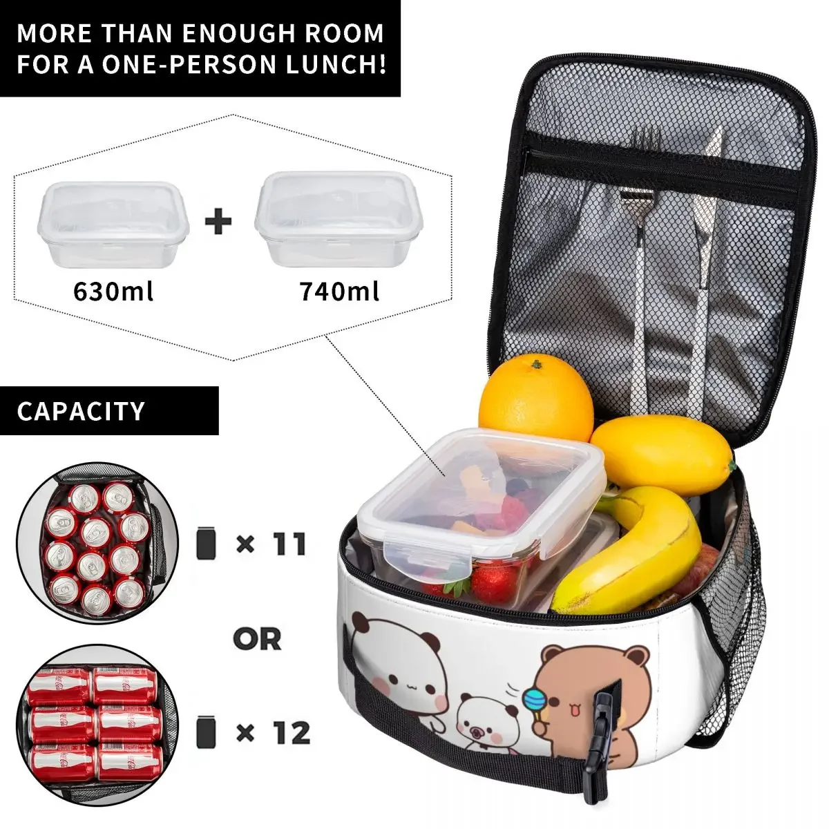 Bubu And Dudu Accessories Insulated Lunch Bags For School Bear and Panda Storage Food Boxes Portable Cooler Thermal Lunch Boxes