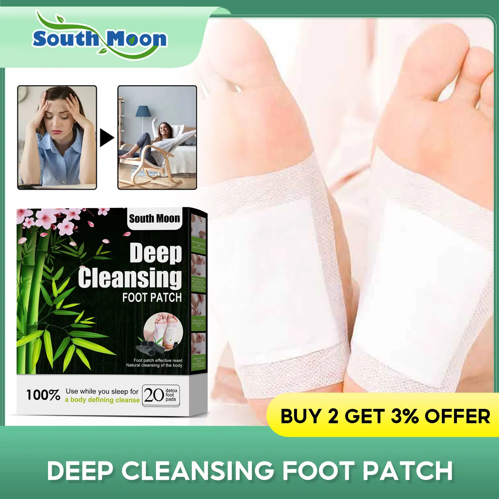 

Deep Cleansing Foot Patch Body Toxins Detoxification Remove Dampness Relieve Fatigue Stress Improve Insomnia Relaxing Foot Care