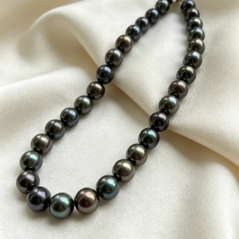 Natural Black Peacock Pearls Necklace, 11-13mm, 925 Silver Clasp, Elegant Bridal Jewelry, Ideal Wedding Gift
