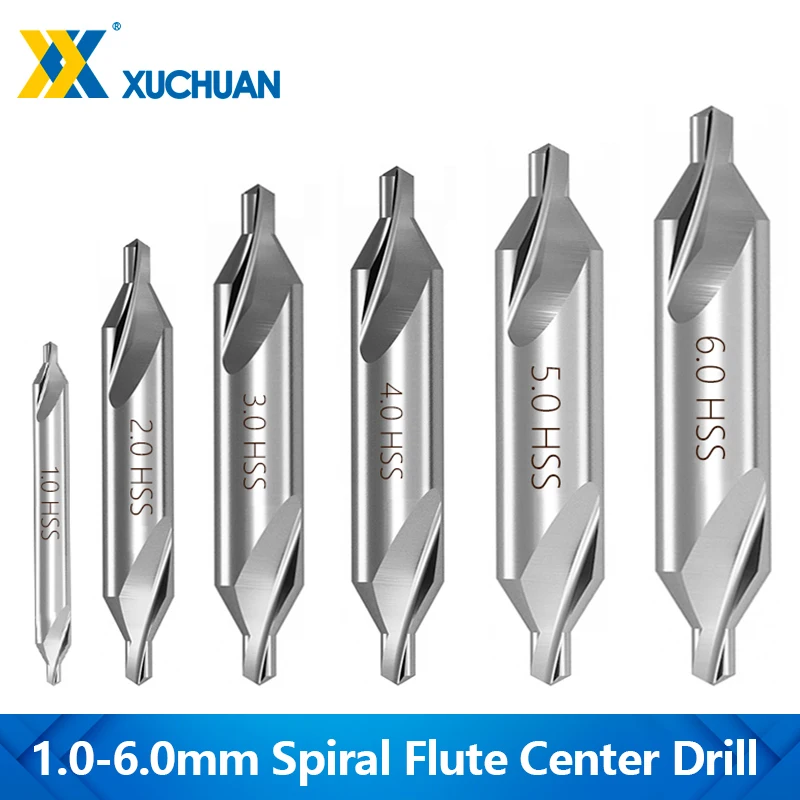 

XUCHUAN 1/10PC HSS Straight Groove Center Drill Bit Set 60 Degree 1-6mm Metalworking Hole Drill Bit For Lathe Metalworking
