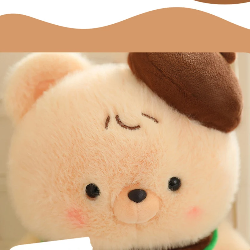 25cm Kawaii Teddy Bear Plushies with Fashion Beret Hat Bear Soft Toy Cute Gift for Girlfriend Birthday