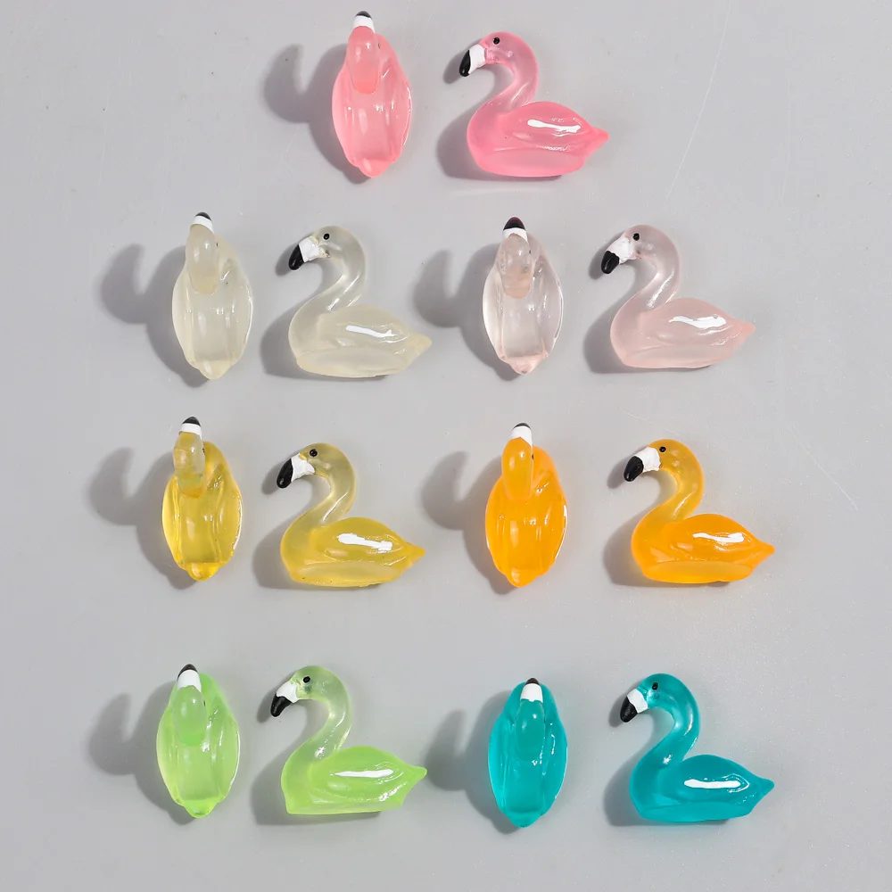 7pcs Cute Swan Resin Bead Charms Cartoon Flamingo Pendant for DIY Jewelry Making Keychain Necklace Earring Accessories Wholesale