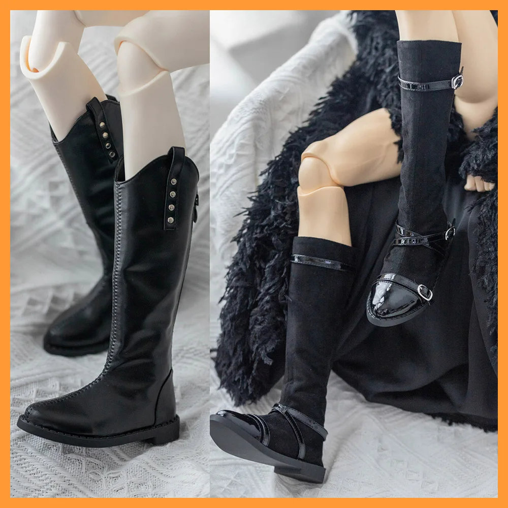 

【High Quality】1/3 Scale BJD Pointed Long Barrel Rivet Shoes Velvet with Multiple Straps Boots for ID75 POPO68 Strong Uncle