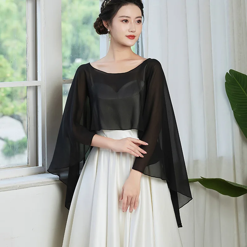 Ladies Chiffon Solid  Pullover Capes Shawl Hi-low Hem Thin Soft Shrug  for Wedding Bridal Bridesmaid Evening Party Dress 2024