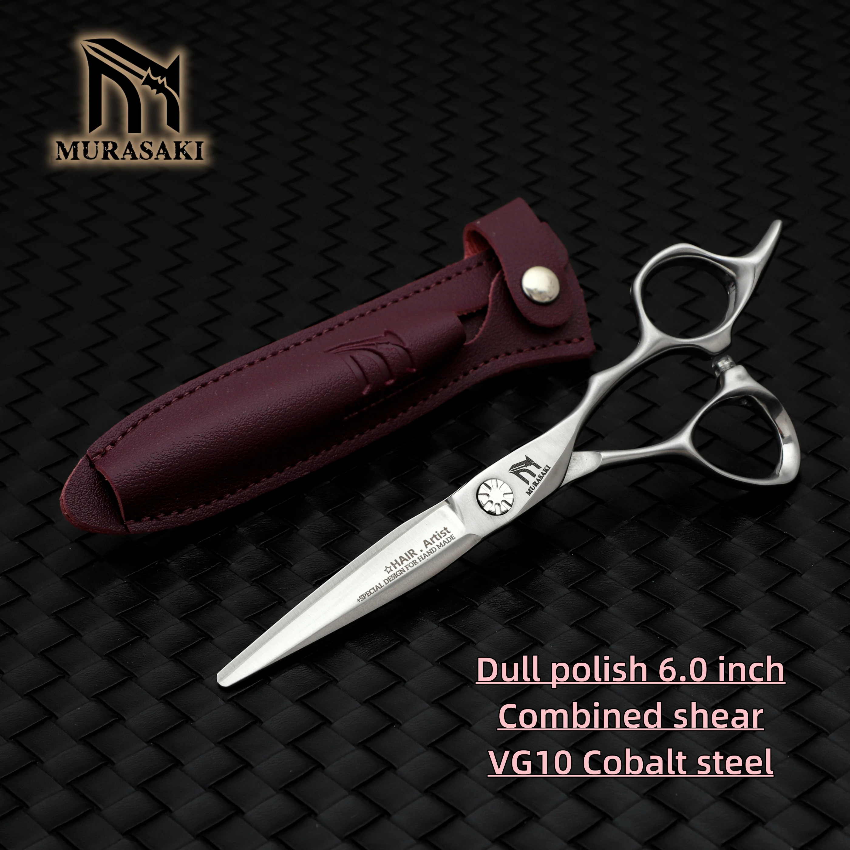 

MURASAKI Professional barber accessories，VG10 Cobalt steel Dull polish hairdressing scissors，6.0-6.5-7.0 inch hair cutting tools