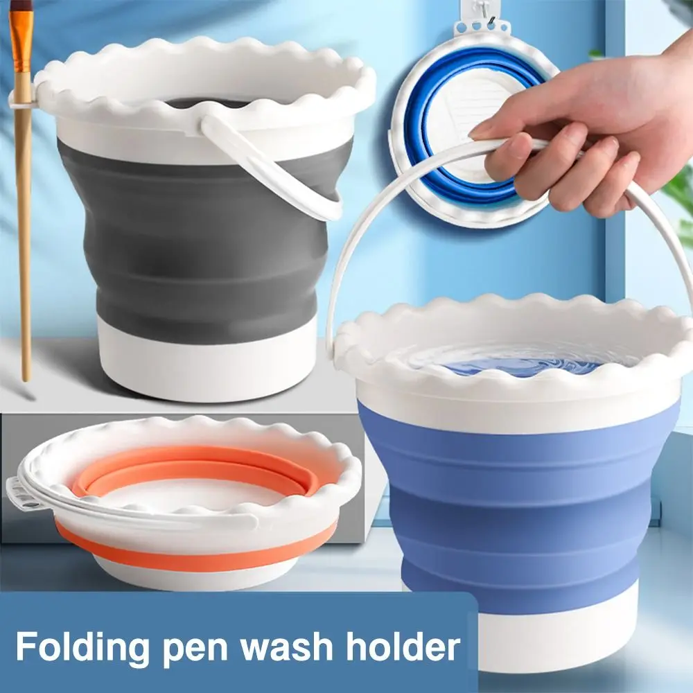 

High Quality Silicone Wash Pen Bucket Foldable Portable Paint Brush Washer Paint Brush Holder Artists