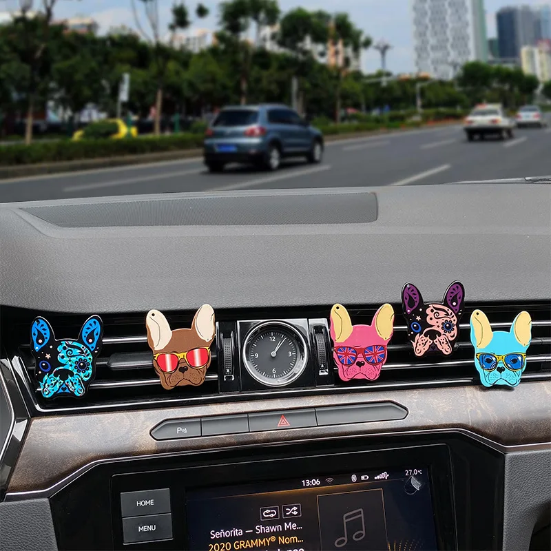 Car Ornament 5 Styles French Bulldog Auto Air Conditioner Outlet Decoration Dog Perfume Clip Air Freshener Car Tuyere Fragrance