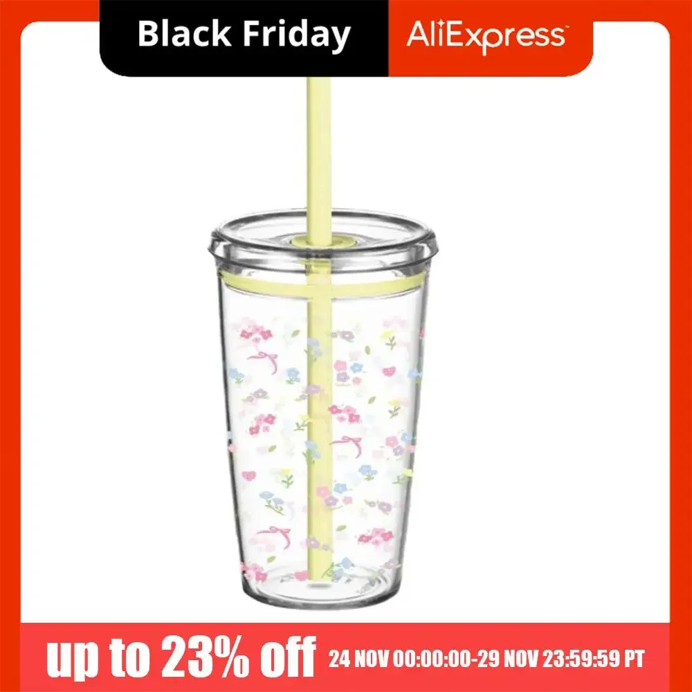2026 and Transparent 450ml Reusable Milk Tea Straw Cup, Single-layer Plastic Coffee Drinking Cup, A Must-have for The Office!