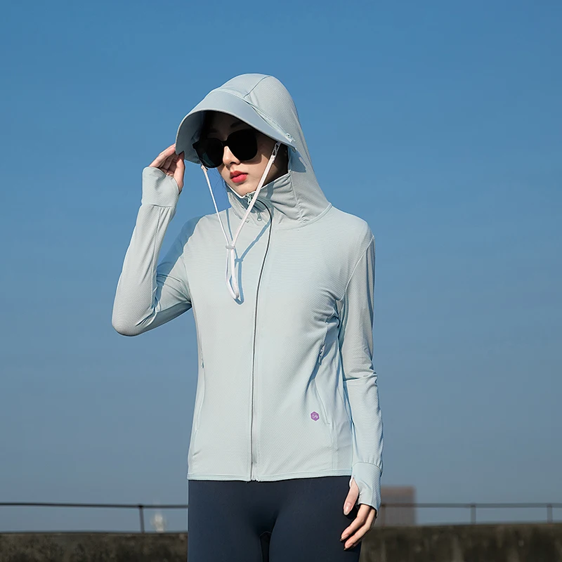 ﻿ Summer Thin Couple Sports Leisure Sunscreen Clothing Comfortable High Quality Ice Silk Breathable Outdoor UV Protection Coat