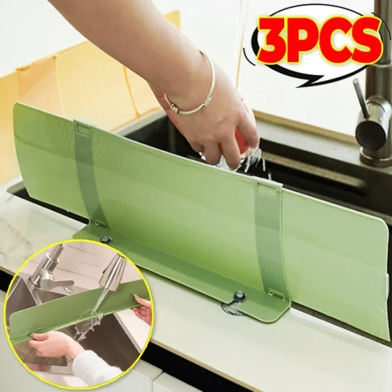 

Kitchen Sink Water Splash Guard Silicone Wash Basin Anti-splash Stops Waterproof Splatter Plate Reusable Sink Guard Baffle Plate
