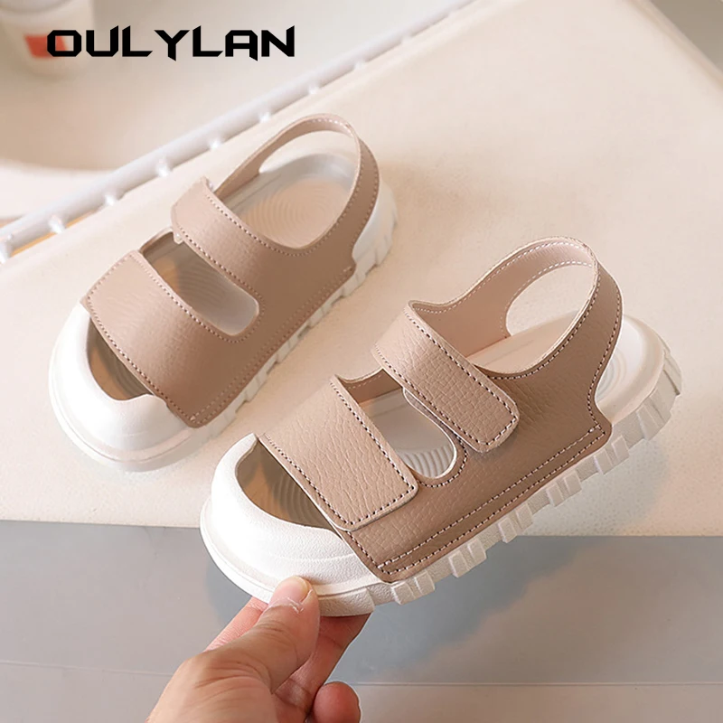 Children's Sandals 2024 Summer Comfortable Slippers Boys Girls Beach Shoes Versatile Anti-kick Soft Sole Sandals Kids Shoes