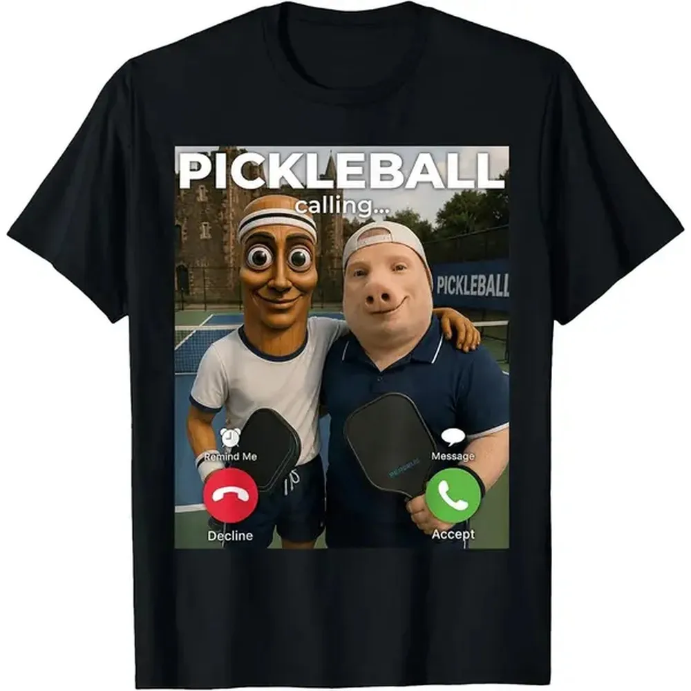 Brainrot Video Calling Pickleball Players Funny Meme 2026 T-Shirt Women Men Unisex Cotton Clothing Streetwear
