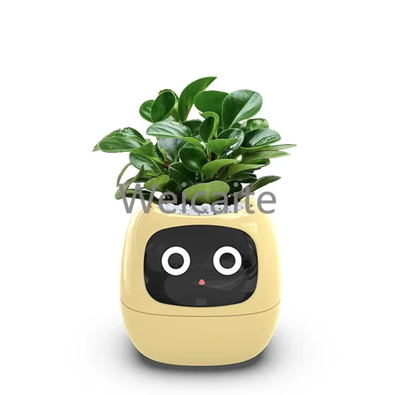 Automatic Water Absorbing Flower Pot AI Sensor Digital Pet Flowerpot Plastic Mini Plant Pot Desktop Intelligent Smart Planter