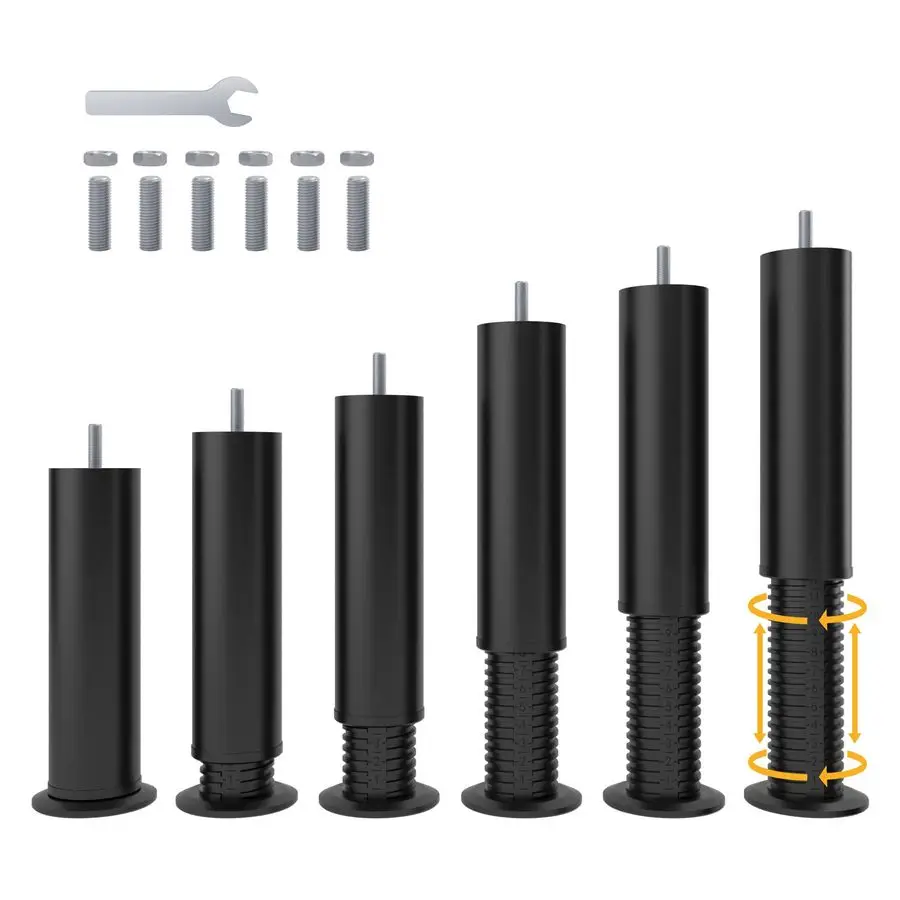 

812 inch Bed Legs Metal Replacement Heavy Duty Leg M8 M10 Thread 6Pcs Support Leg for Adjustable Bed Frame, Sofa, Cupboard, Desk