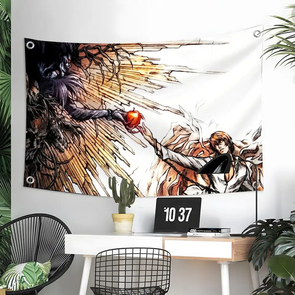 Banderines misteriosos de anime Death Note, decoración para camping, jardín, habitación, arte de pared, regalos para familia