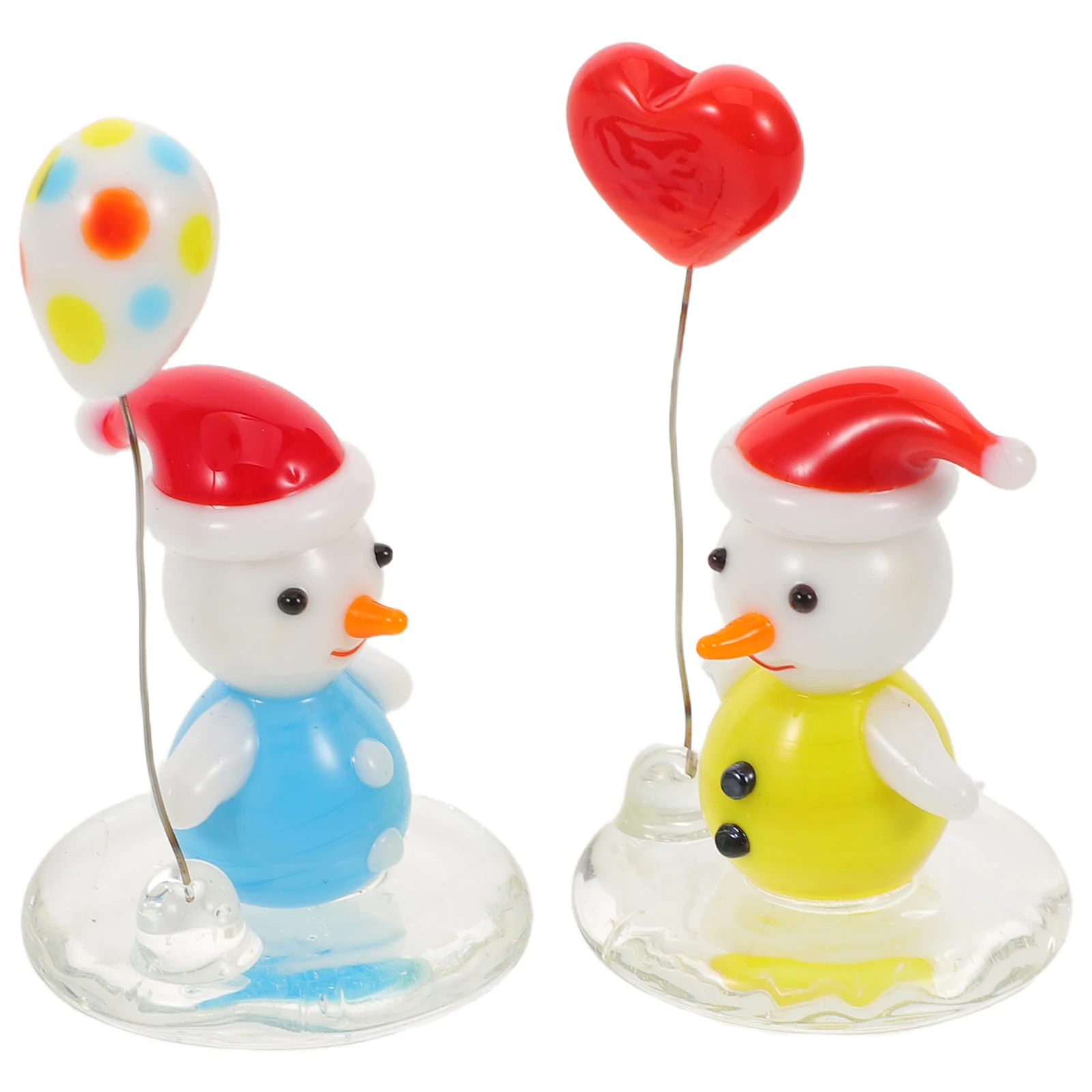 

2Pcs Christmas Snowman Glass Balloon Decorations Festive Desktop Tabletop Holiday Craft Ornaments Snowman Glass Ornaments