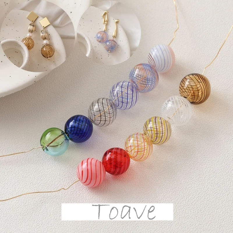 Stained glass ball beads straight hole ins retro style diy beaded earrings necklace bracelet material accessories