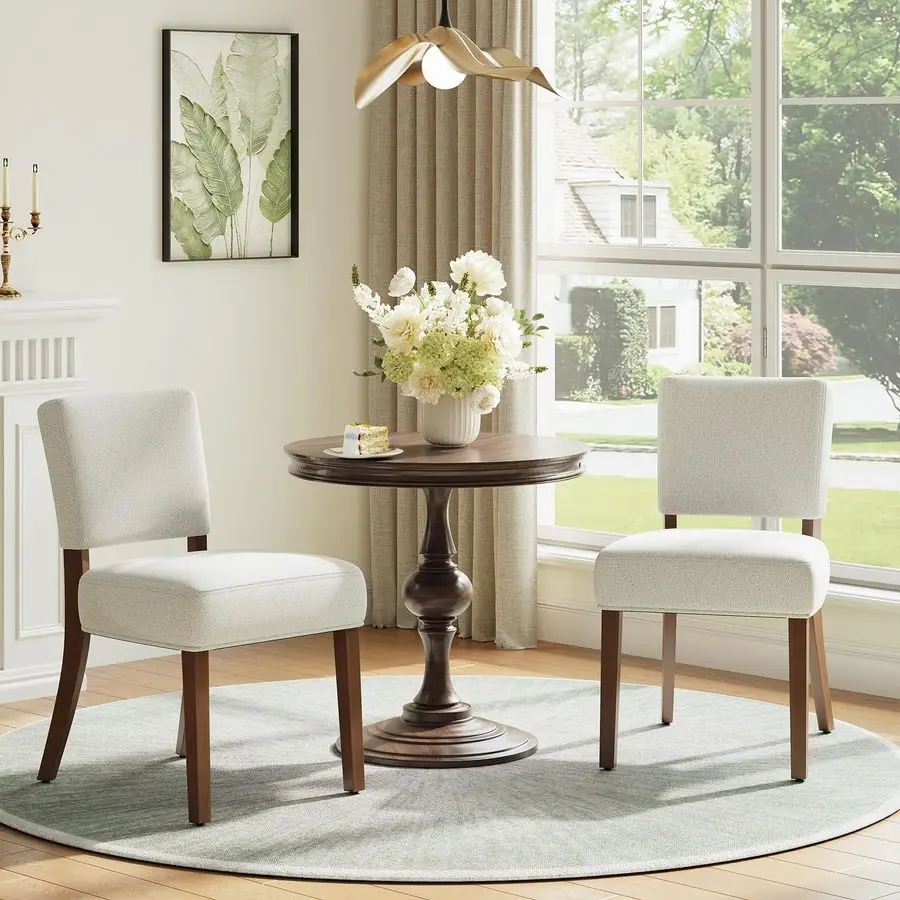 

Upholstered Dining Chairs Set of 2, Fabric Kitchen Chairs with Padded Seat amp Back, Solid Wood Legs, Modern Simple Customizable