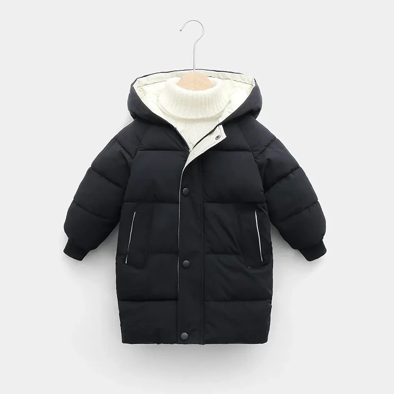 Children Down Jacket Long Outerwear Winter Clothes Boys Girls Cotton-Padded Parka Coats Children Thick Warm Cotton Jackets 3-10Y