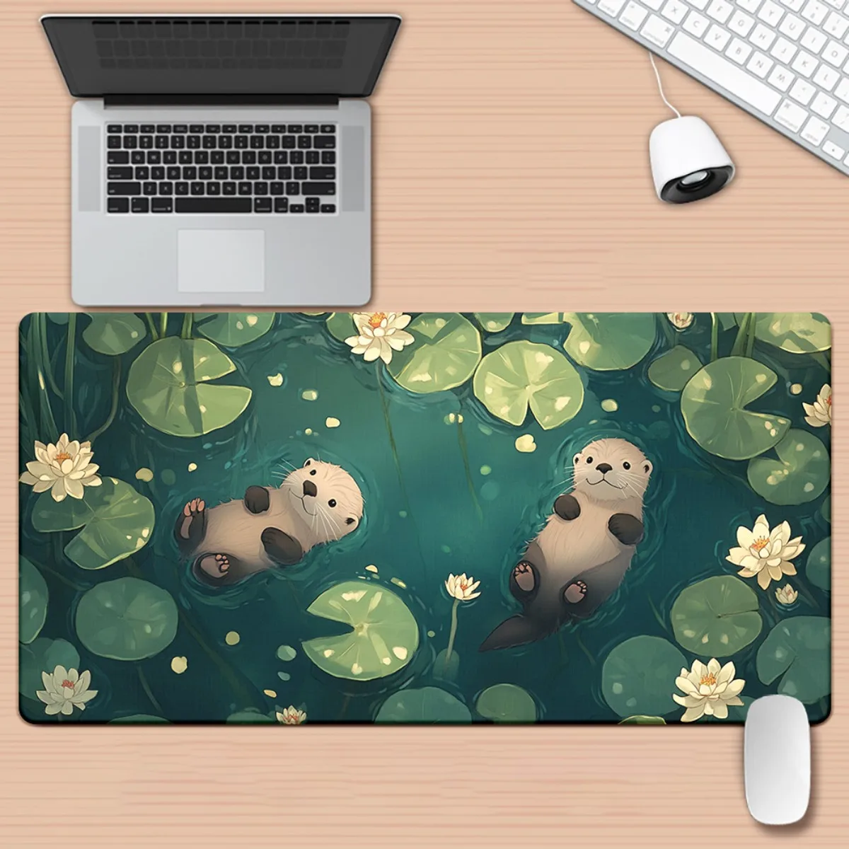 

Mink lily pool pattern HD printed mouse pad, multi-functional XXL computer game accessory, rubber material, washable and durable