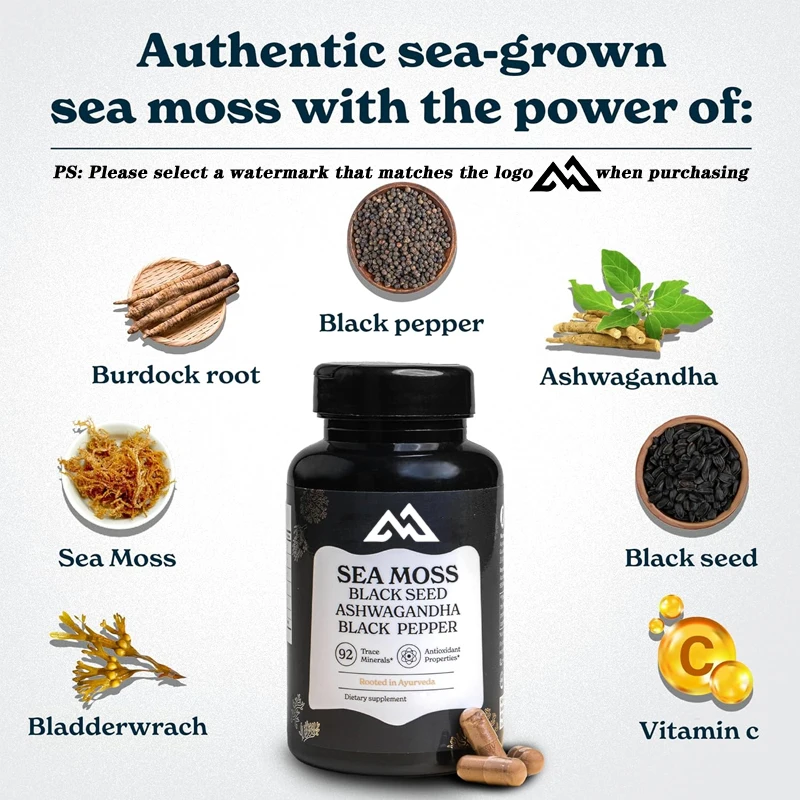 Seaweed Capsules - Irish Seaweed Contains Black Seed Oil, South African Sorcerer, and Black Pepper -60 Capsules