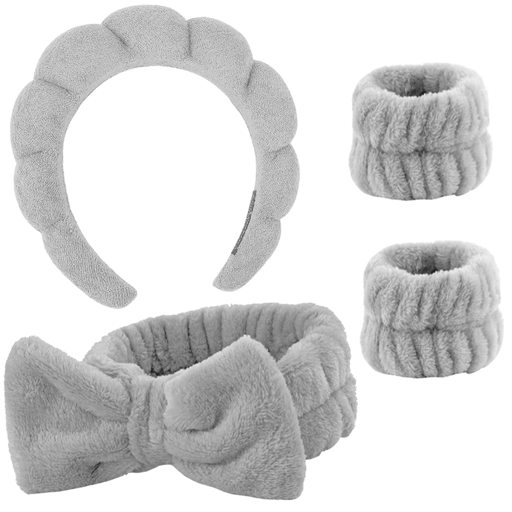 3/4 stücke Make-Up Stirnband Set Hautpflege Stirnbänder Schwamm Tuch Mit Haar Clips Armband Für Frauen Mädchen Waschen Gesicht spa Zubehör