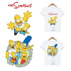 2Pcs/Lot The Simpsons Disney Iron On Stickers Heat Adhesive Thermal Transfer Fusible Patches Ironing Applications For Clothing