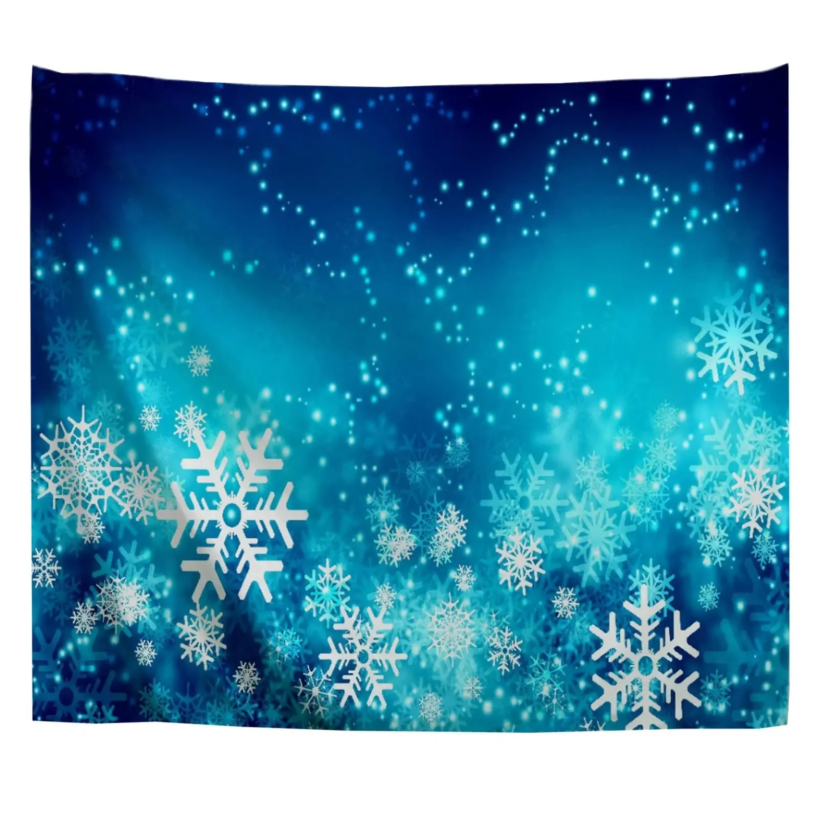 Snowflakes Tapestry Winter Dark Night Blue Background with Abstract Christmas Fabric Wall Tapestries Wall Hanging Tapestry