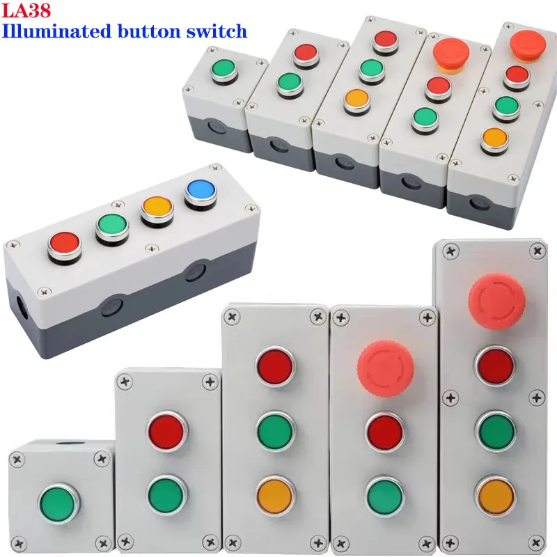 

Блок управления с кнопкой освещения, ручкой остановки запуска, сбросом отверстия 1234, самоблокирующимся 12 В 24 В 220 В 380 В