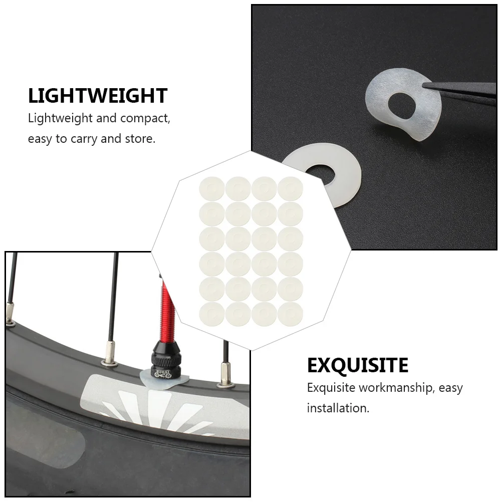 24Pcs Bike Air Nozzle Pads Lightweight Tire Gaskets Rim Protection Stickers Compact Tube Bicycle Accessories Bike Tube Pad
