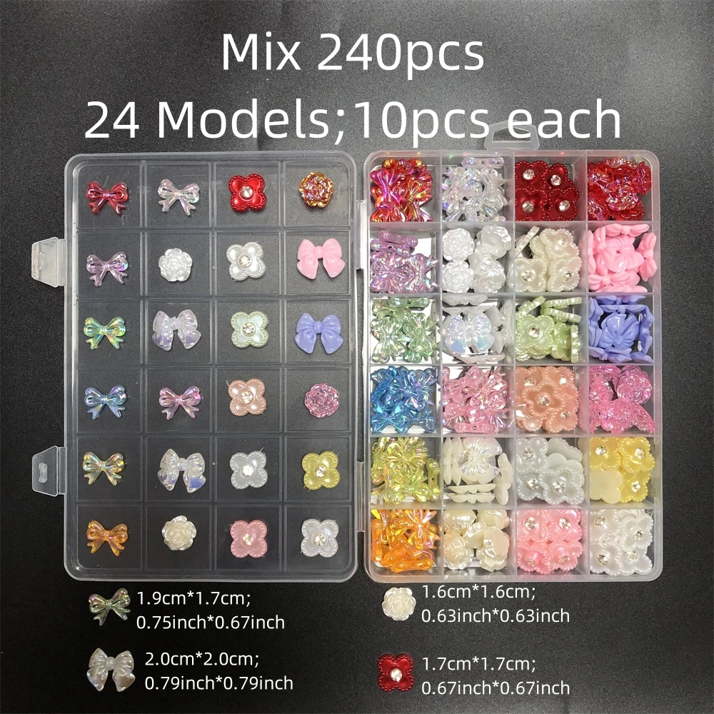 Summer Sweet Resin Part Set Trendy Colorful Bow Starfish Rose Clothing Button Long DIY Handmade Art Decoration Charm Bulk Supply