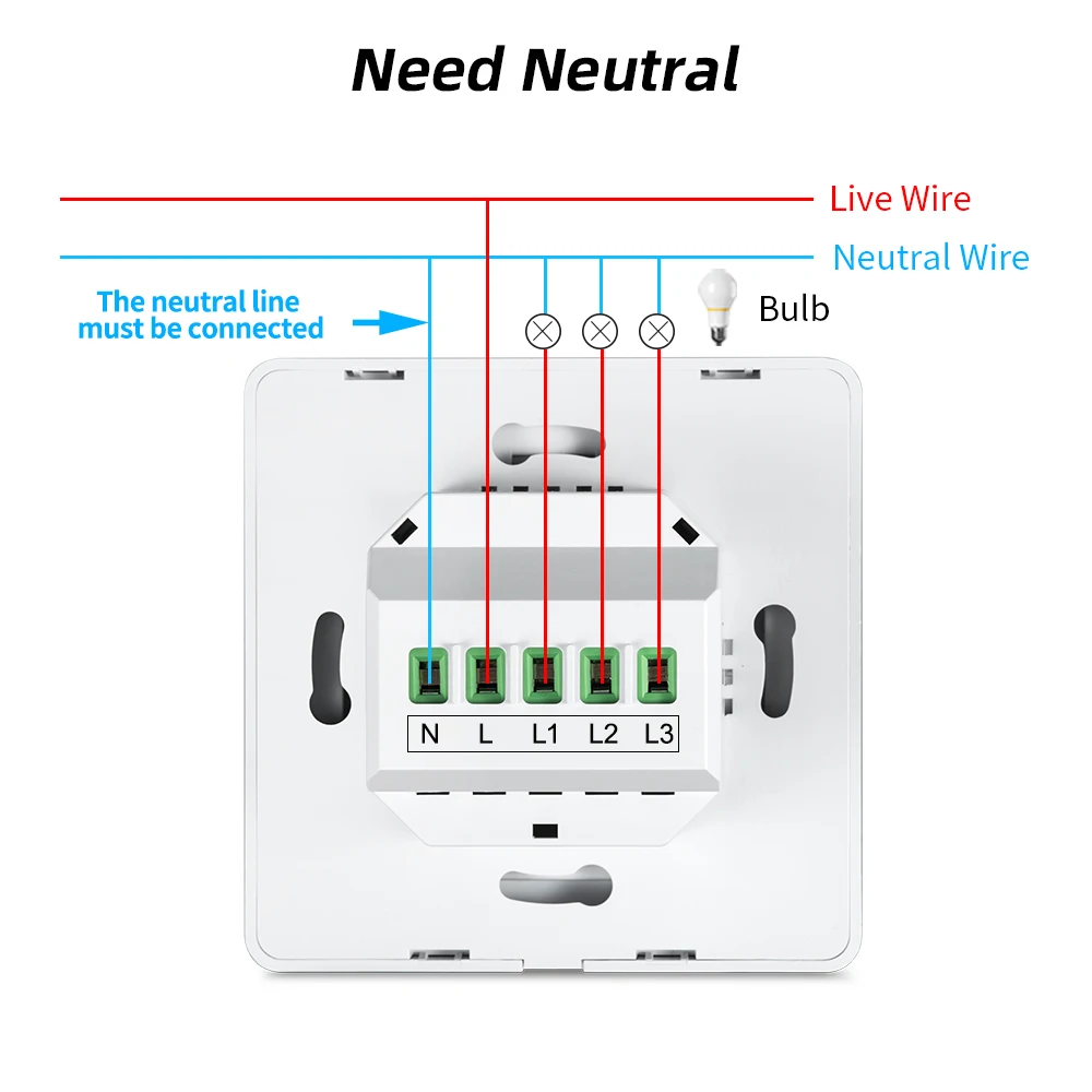 ELEGAN WiFi Tuya interruptor inteligente botón 1/2/3 Gang interruptores de pared sin cable neutro funciona con Alexa Google Home Smart Life