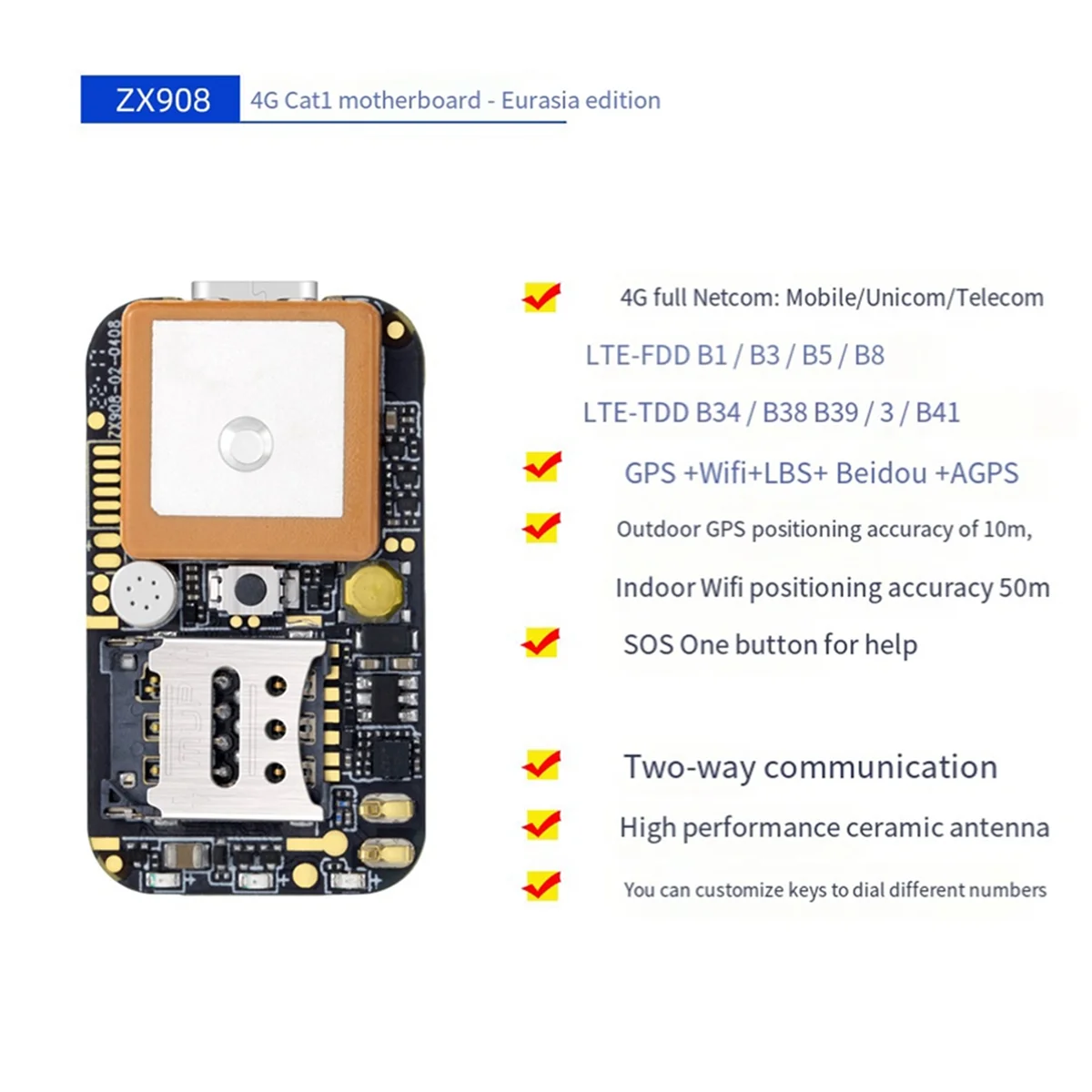 4g mainboard gps localizador módulo solução chip módulo wifi estação base pessoal pet veículo pcba solução de posicionamento