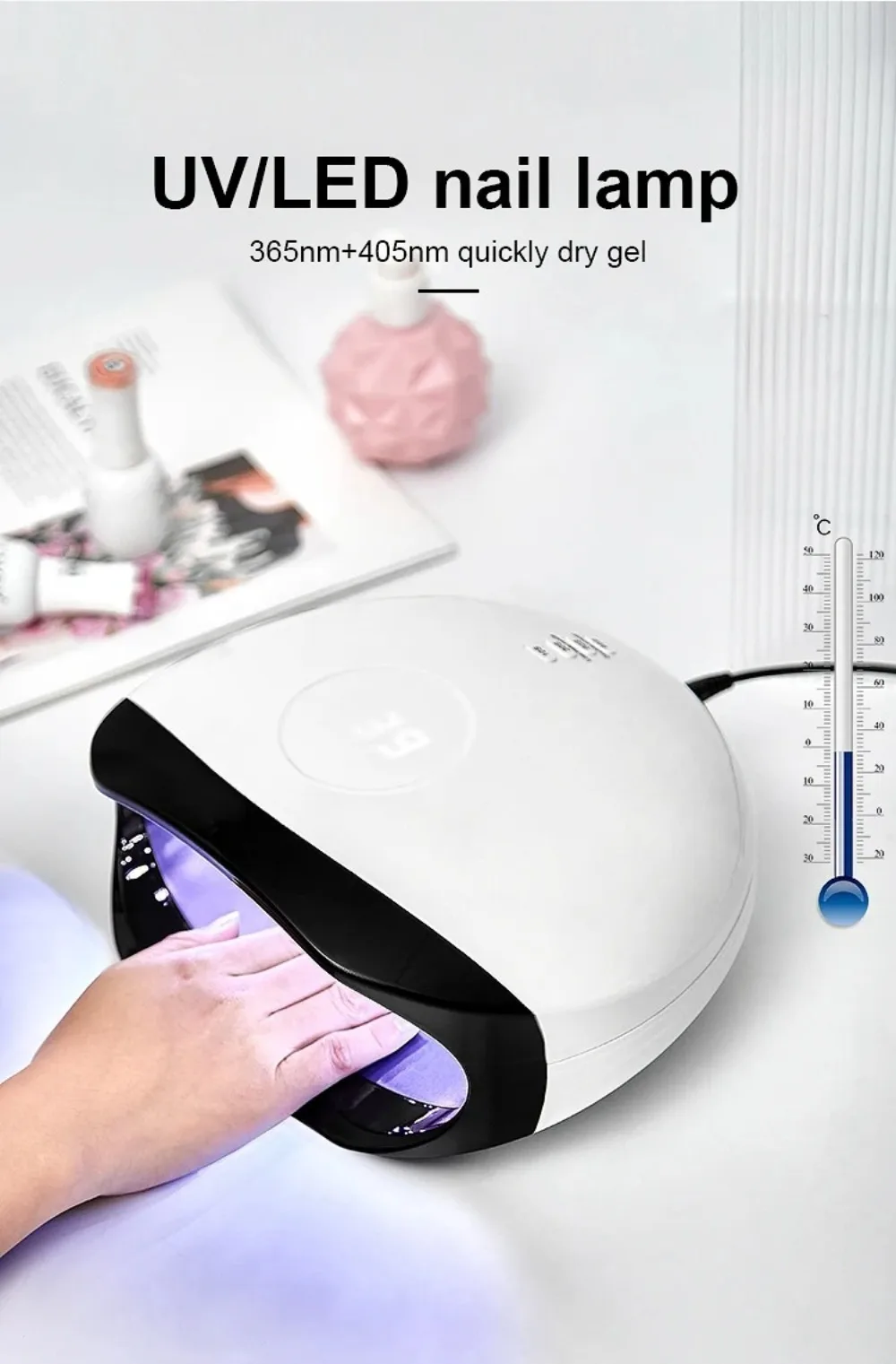 

Сушилка для ногтей на 36 светодиодах, LED/УФ-лампа для полимеризации всех видов гель-лаков, с датчиком движения, для маникюра и педикюра, салонный инструмент, большая рабочая область