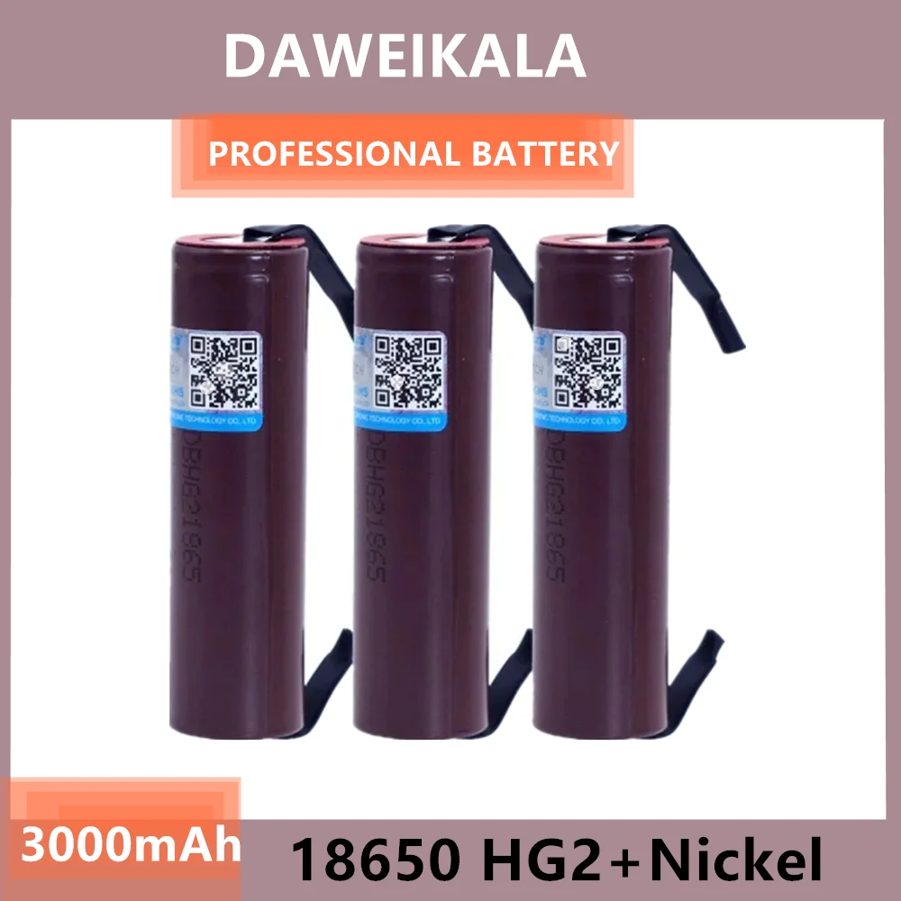 100% New HG2 18650 3000mAh Rechargeable battery 18650HG2 3.6V discharge 20A Power batteries + DIY Nickel