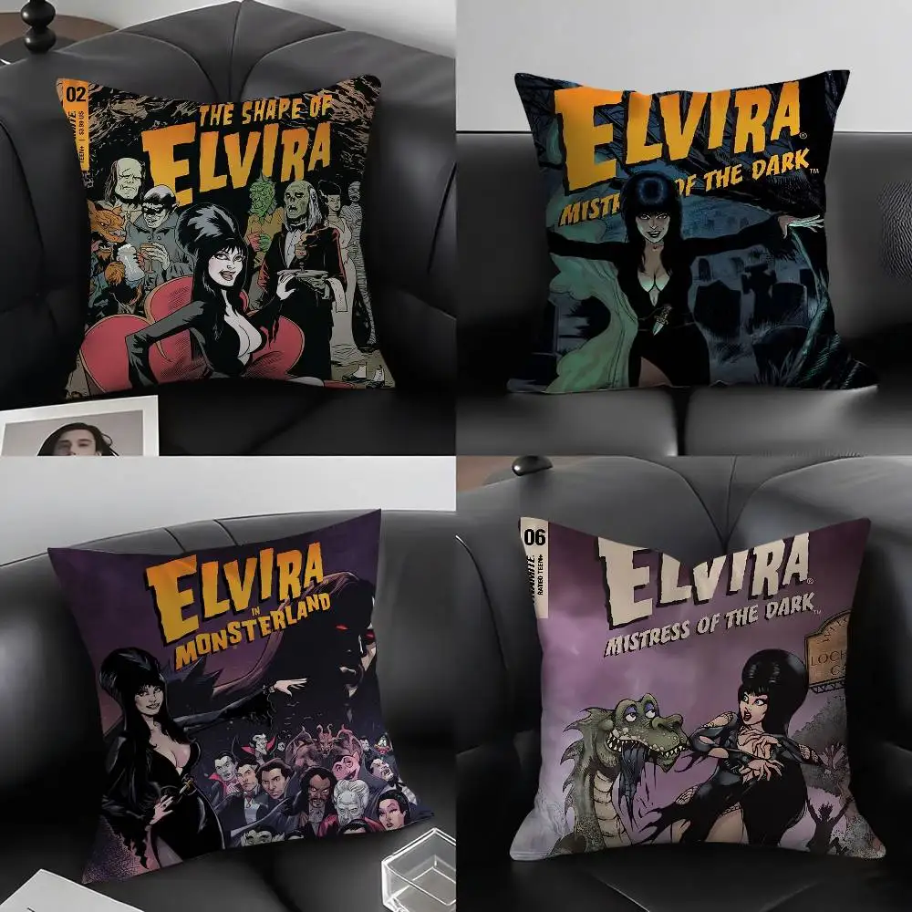 

Movie E-ElviraS Mistress DarkS Pillow Case Soft Plush Fabric Double Sided Print Decorative Home Living Room Gift Cushion