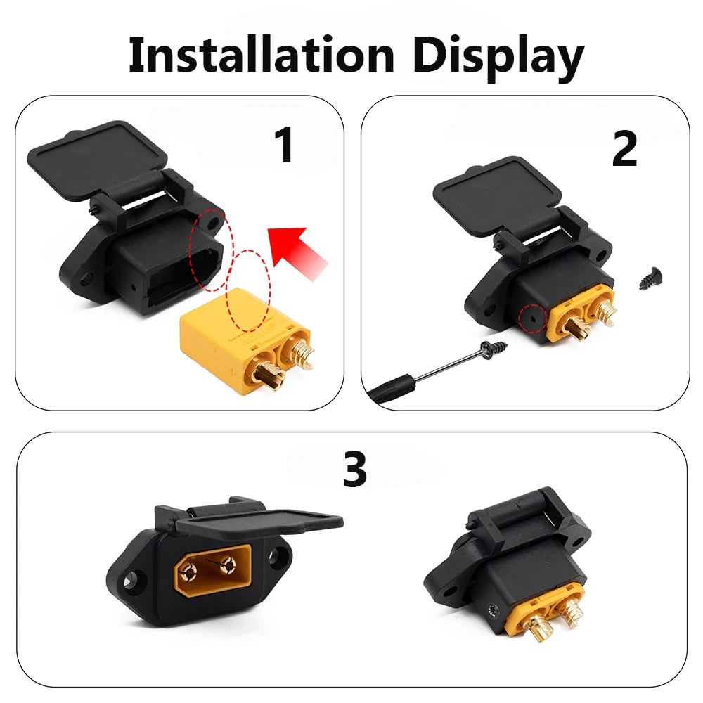 1 Stück XT90 Stecker-Buchse mit fester Halterung, T-Typ Stromanschluss für Elektroroller Lithium-Batterie Ladeanschlussgehäuse – Detail 4