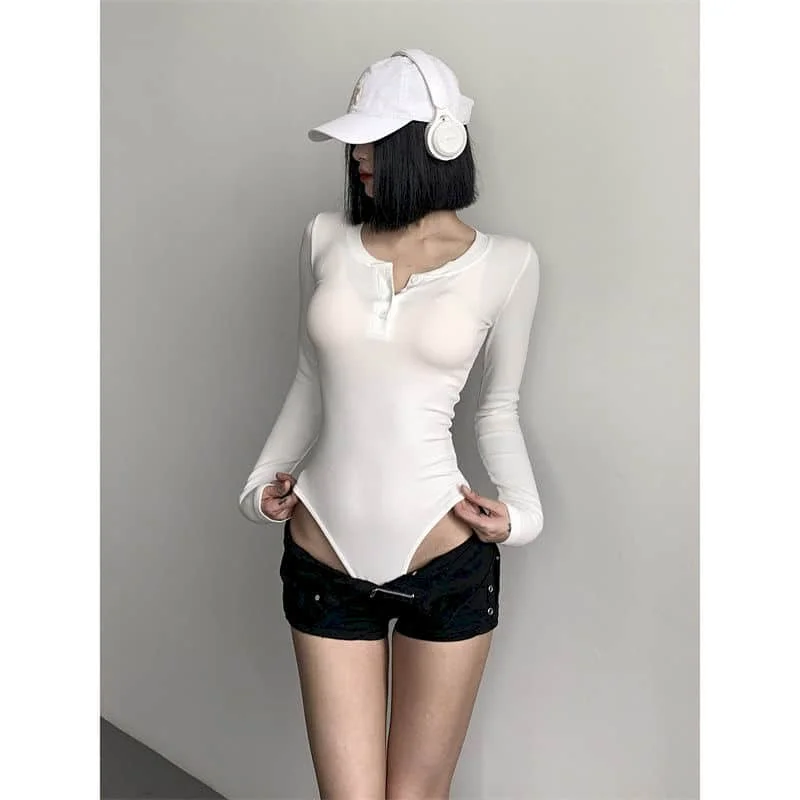 Female Jumpsuits Solid Bodycon Women Bodysuits O-neck Sexy T-shirts American Style Long Sleeve Tight Clothes for Women Rompers