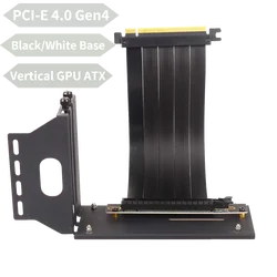PCI Express 4.0 X16 Gen 4 Riser Extension Cable With Vertical Graphics Cards Holder Bracket GPU Mount Video Card Kit Black/White