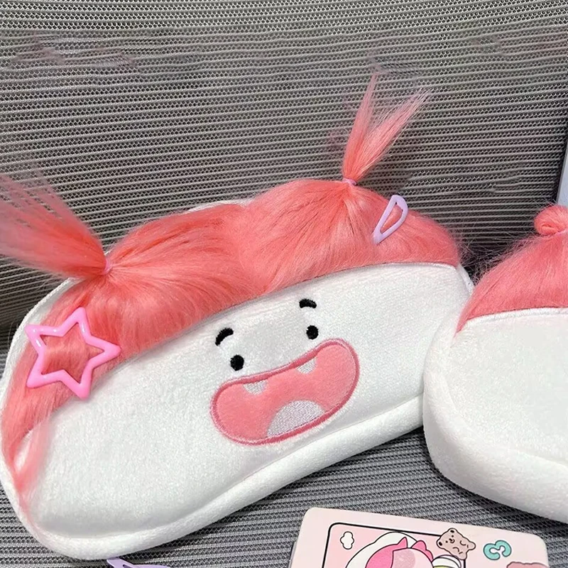 الوردي الشعر مضحك سعة كبيرة أفخم حقيبة أقلام رصاص الإبداعية الكرتون كبير الفم فتاة أقلام حقيبة للتخزين المحمولة القرطاسية المدرسية هدية