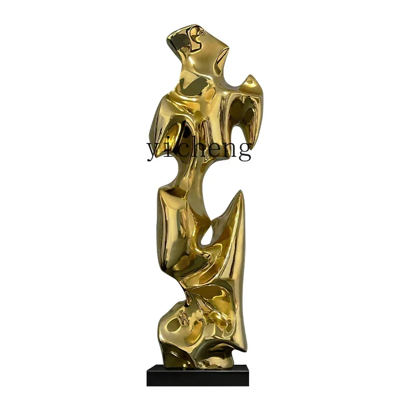 W28 Hotel Lobby Art Abstract Sculpture Electroplated Taihu Stone Living Room Niche Floor Ornament