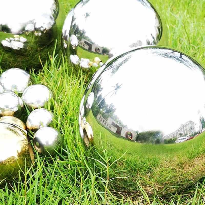 6Pcs Stainless Steel Gazing Balls Gloss Sphere Mirror Hollow Ball for Home Garden Decoration Ornament Crafts