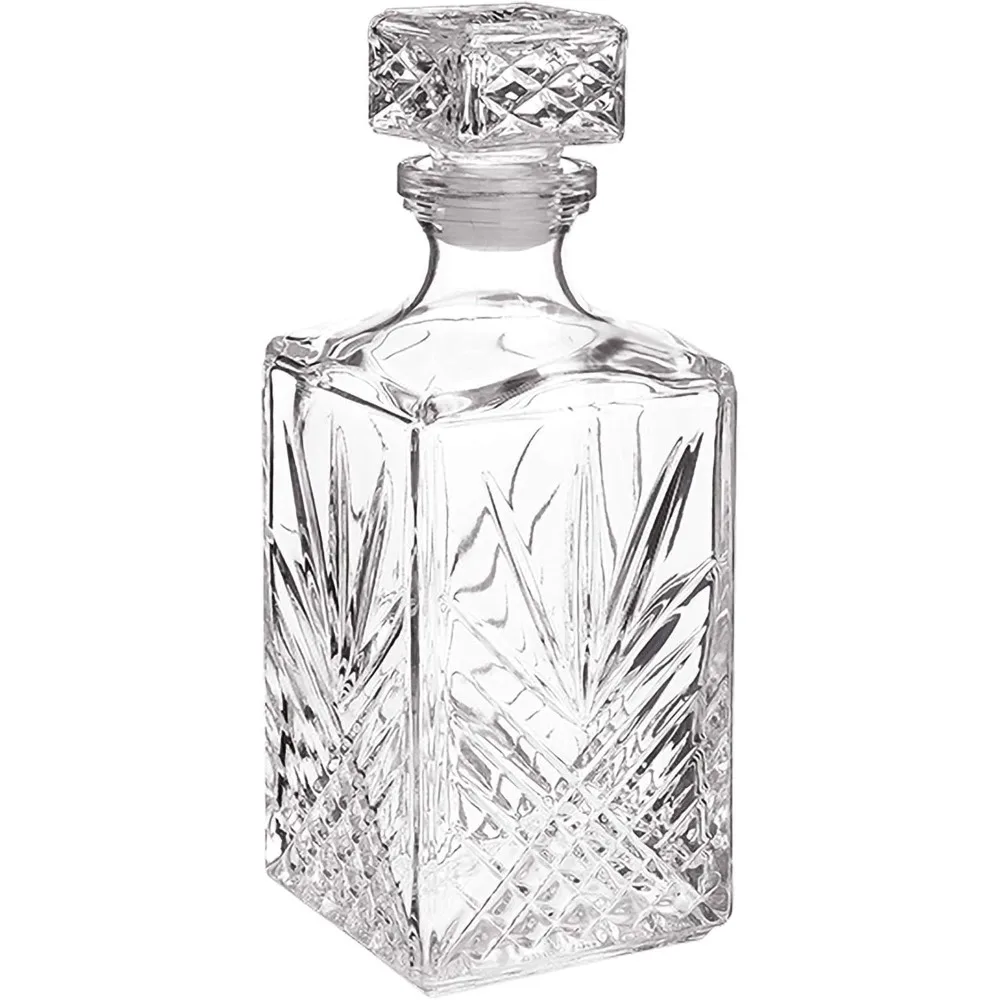 

Selecta Collection Whiskey Decanter – Sophisticated 33.75oz Diamond Decanter With Starburst Detailing – For Whiskey