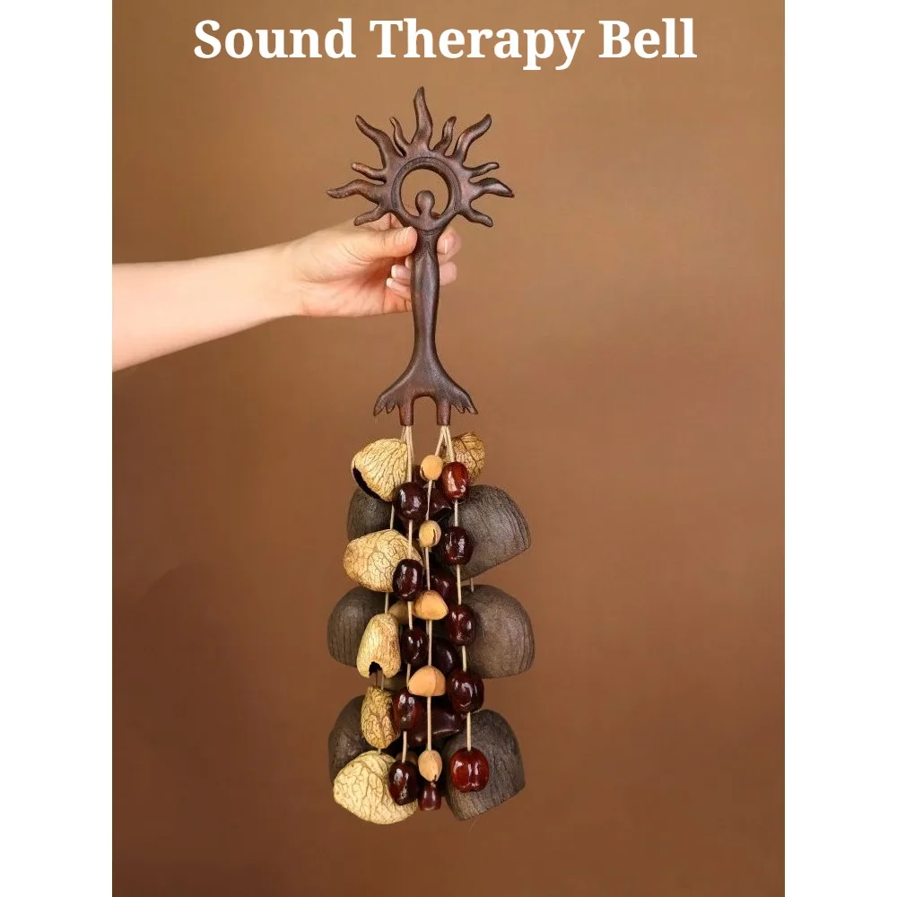 Campana de Cáscara de Nuez Natural - Sonajero Artesanal de Plantas para Colgar en Bolsos, Decoración de Coche, Adorno de Pared para el Hogar, Regalo Musical Curativo
