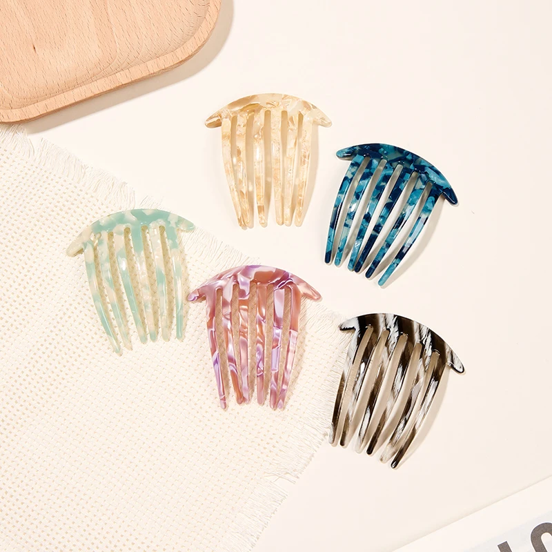 

Vintage Style 6-Teeth Acetate Hair Combs Women Multi-Color Handmade Insert Comb Hairpin Headwear Choice For Natural Hair Care
